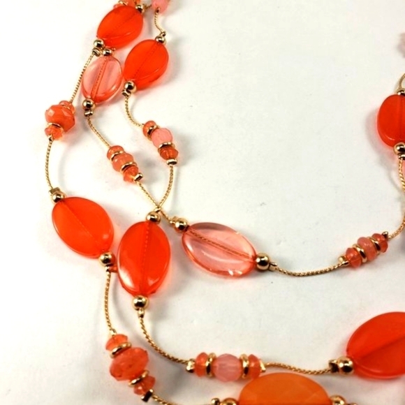 Gold Multi-Strand Statement Necklace Multi-Color Beaded & Matching Earrings - Picture 7 of 11